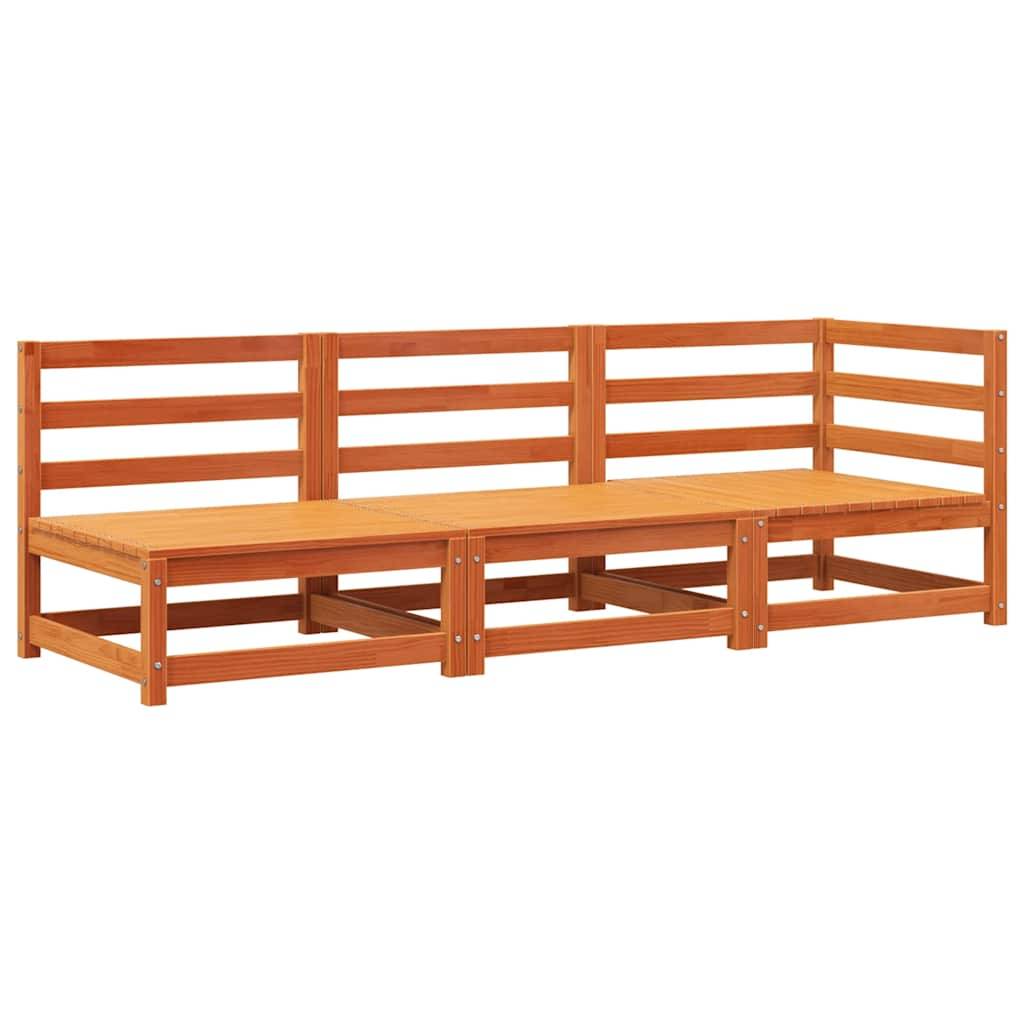 Vidaxl - Canapé de jardin 3 places cire marron bois de pin massif vidaXL 837953 - Image 2