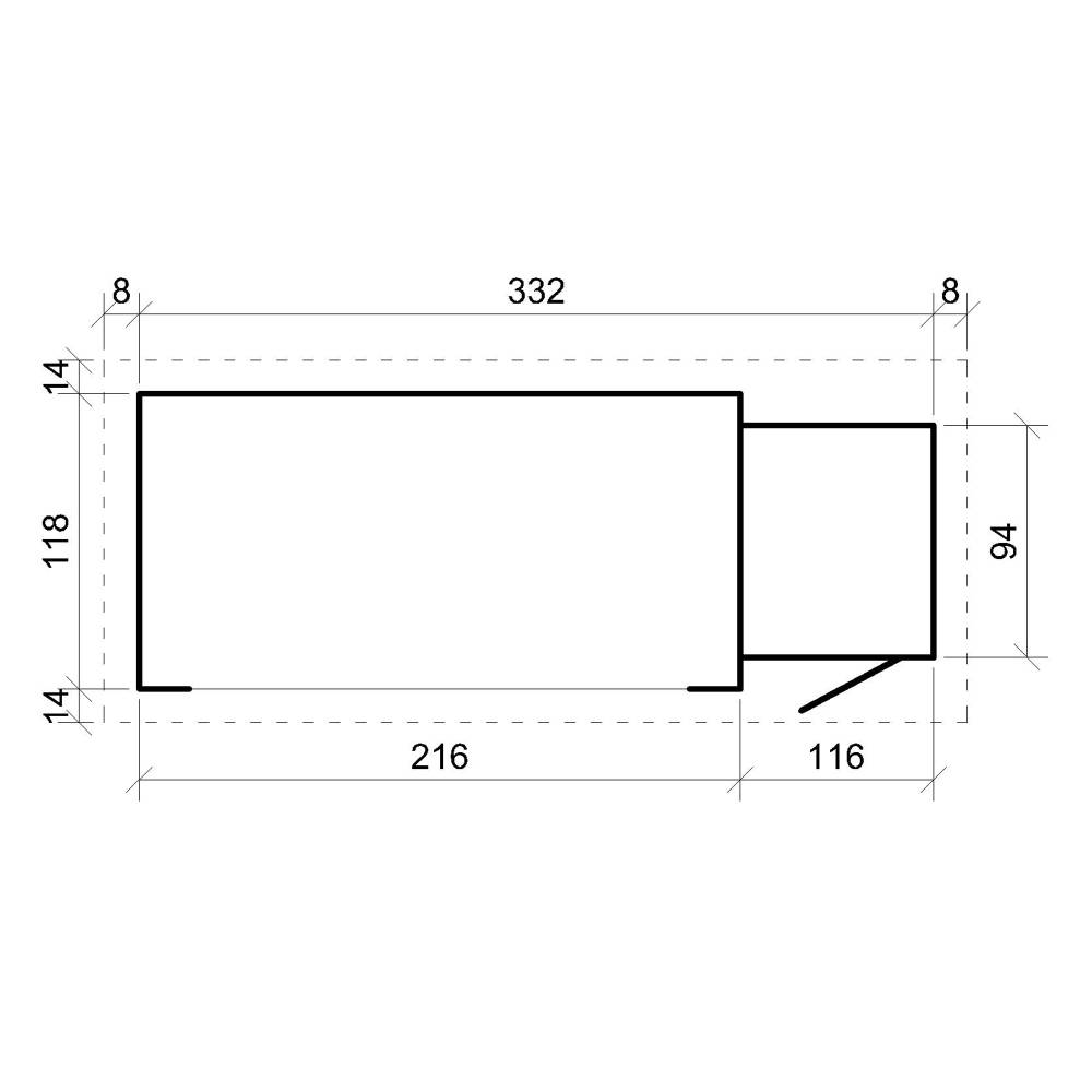 Timbela - Cabane de jardin avec toit plat - 2,54+1,1m² / 348x146cm - Abri de jardin + Chalet pour vélos/Bucher/Abri conteneur - 19 mm d’épaisseur - Timbela M205 - Image 6