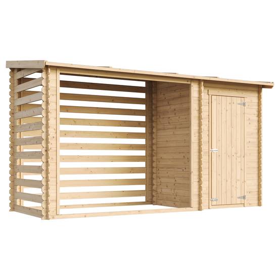 Timbela - Cabane de jardin avec toit plat - 2,54+1,1m² / 348x146cm - Abri de jardin + Chalet pour vélos/Bucher/Abri conteneur - 19 mm d’épaisseur - Timbela M205 - Image 2
