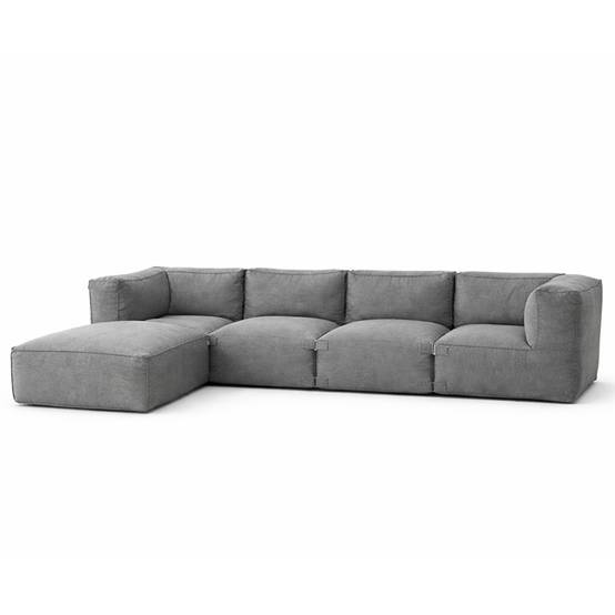 Salon de jardin modulable 5 places gris en tissu déperlant PRAIANO - Image 1