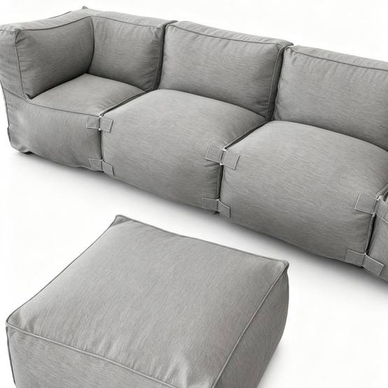 Salon de jardin modulable 5 places gris en tissu déperlant PRAIANO - Image 8