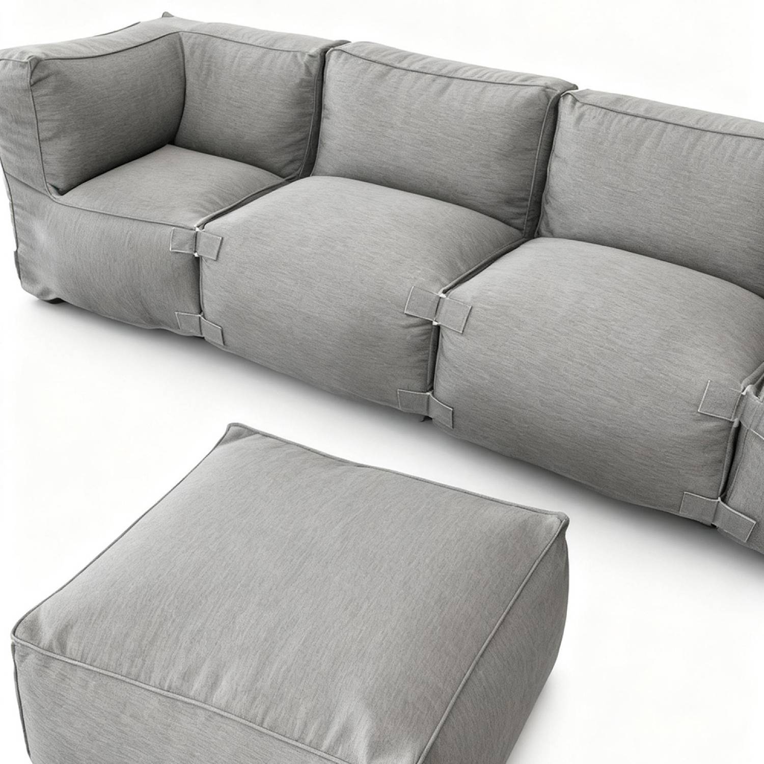 Salon de jardin modulable 5 places gris en tissu déperlant PRAIANO - Image 8