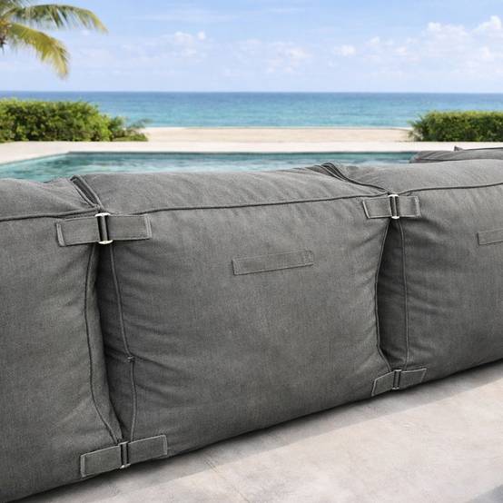 Salon de jardin modulable 5 places gris en tissu déperlant PRAIANO - Image 6