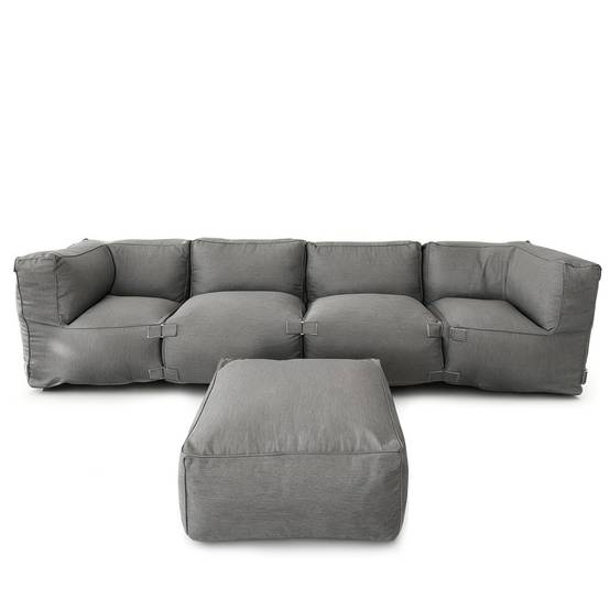 Salon de jardin modulable 5 places gris en tissu déperlant PRAIANO - Image 7