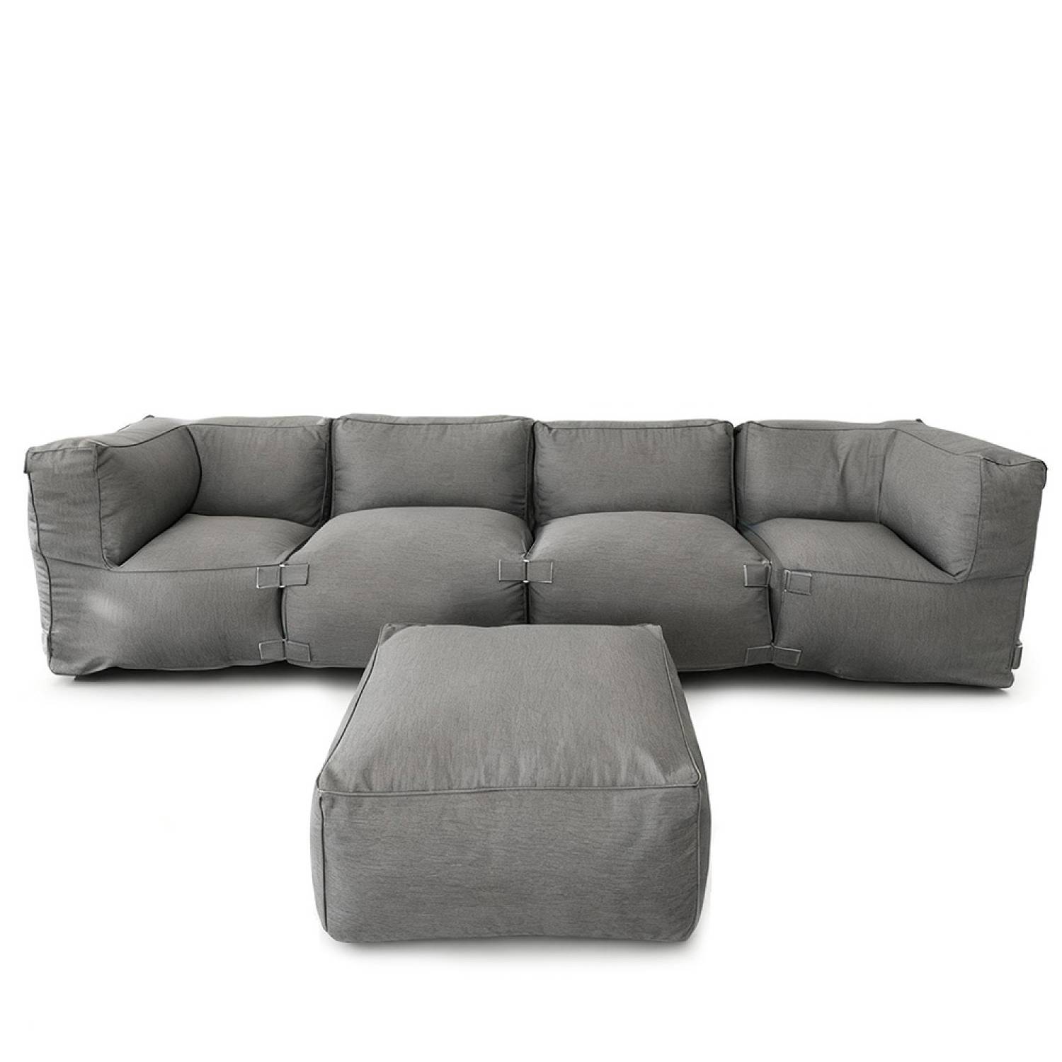Salon de jardin modulable 5 places gris en tissu déperlant PRAIANO - Image 7