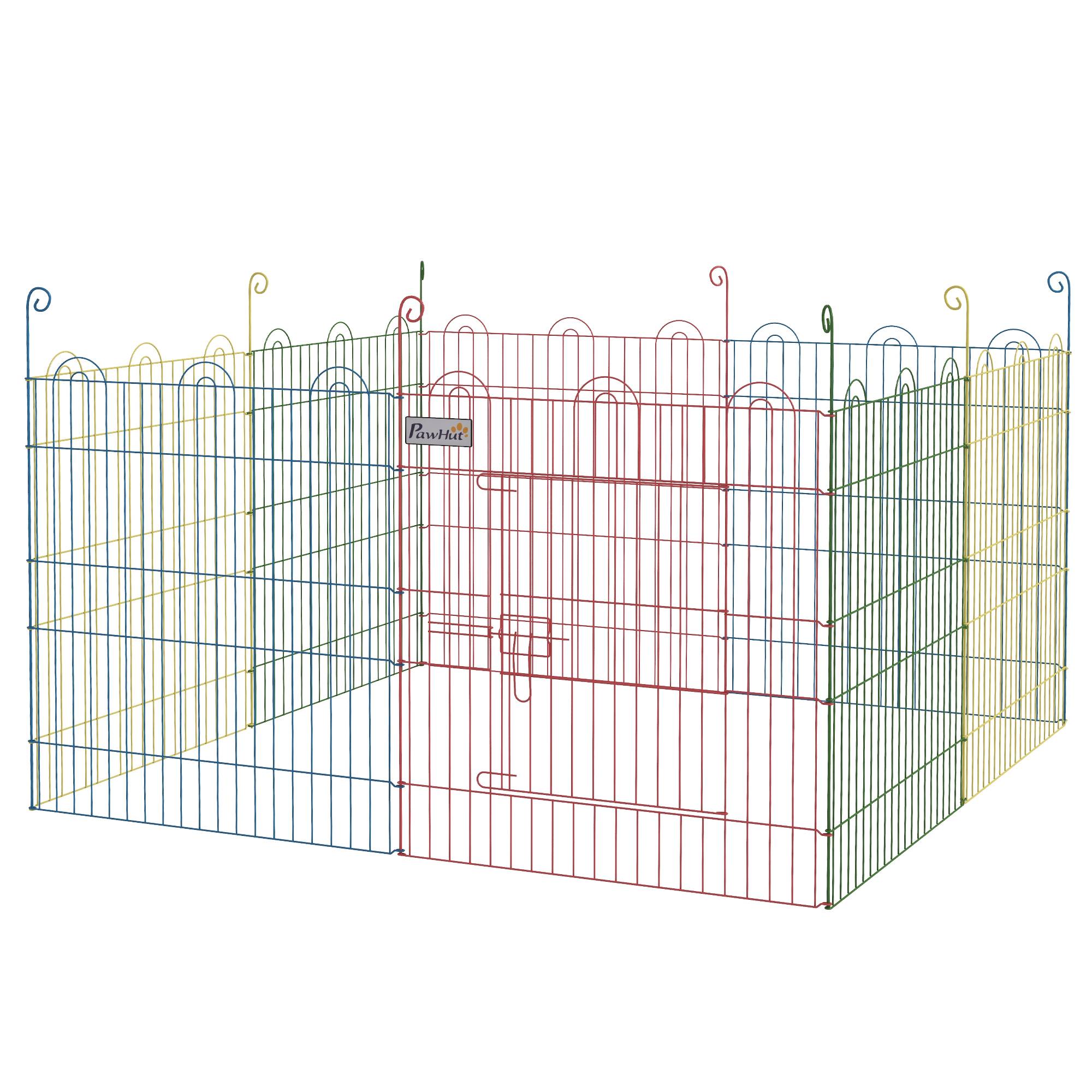 Parc pour Chien Pliable 8 Panneaux Ø156 x 60 cm, Clôture Métal avec Portail et Piquets, Intérieur et Extérieur, Multicolore - Image 2