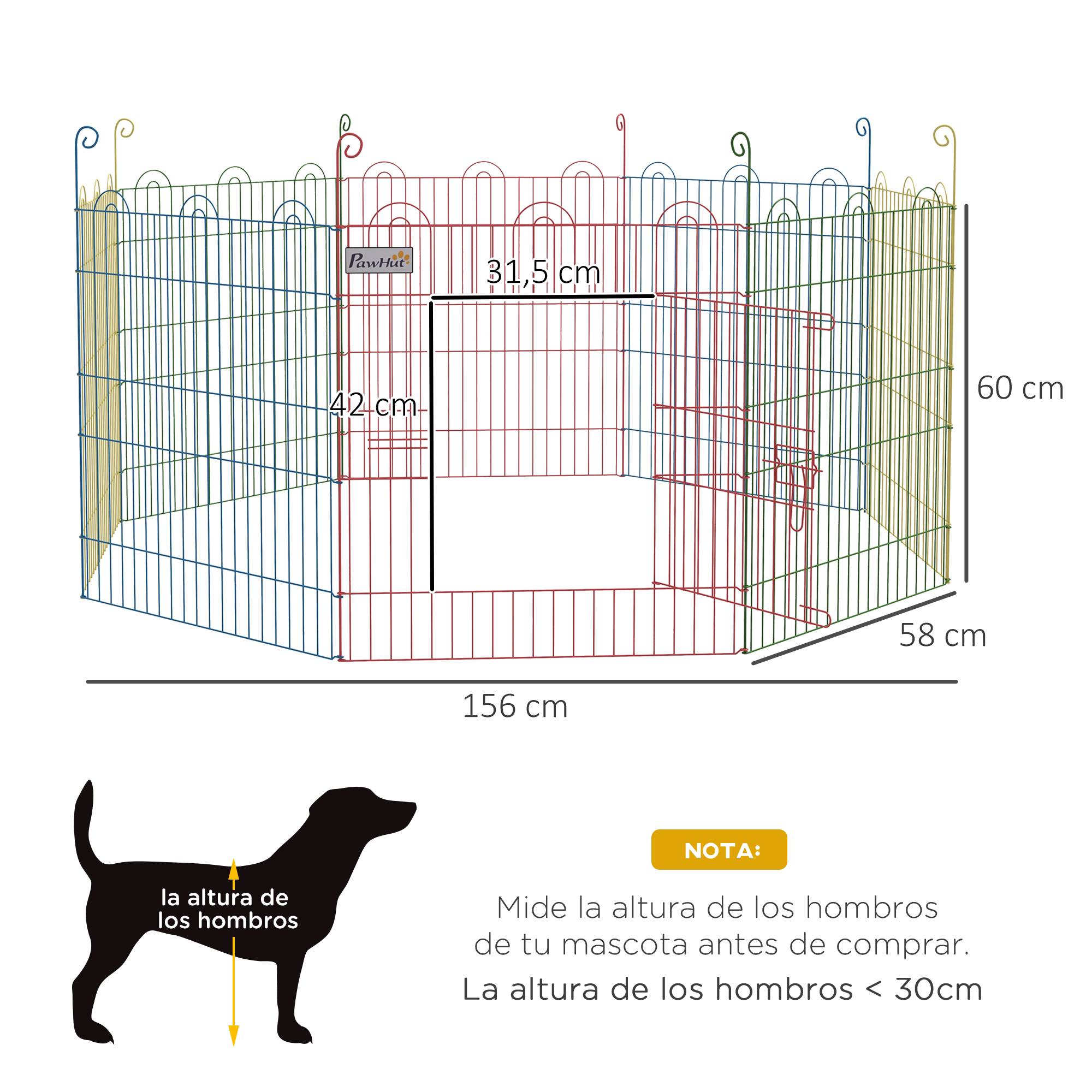Parc pour Chien Pliable 8 Panneaux Ø156 x 60 cm, Clôture Métal avec Portail et Piquets, Intérieur et Extérieur, Multicolore - Image 5