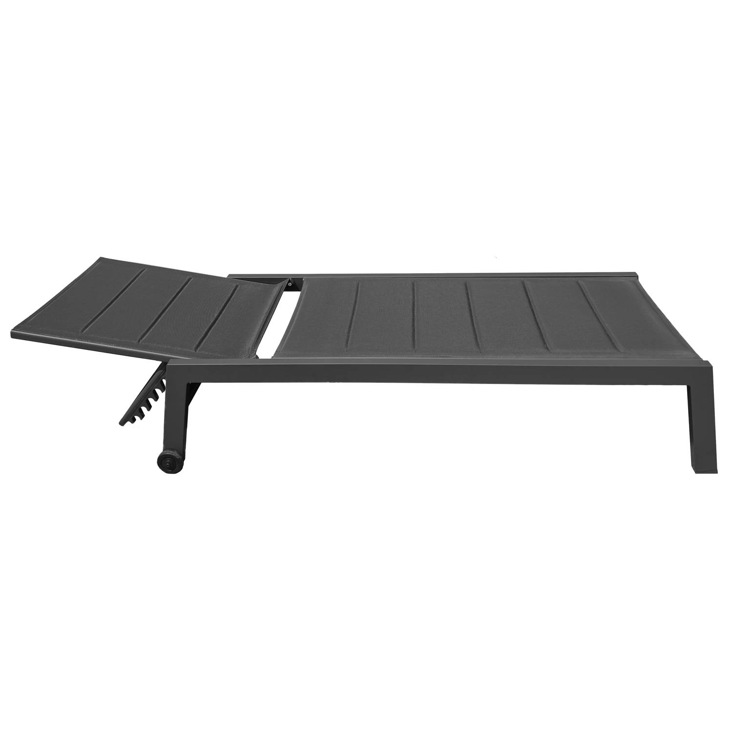 Happy Garden - Set bain de soleil et table d'appoint BARBADOS en textilène noir - aluminium gris anthracite - HAPPY GARDEN - Image 3