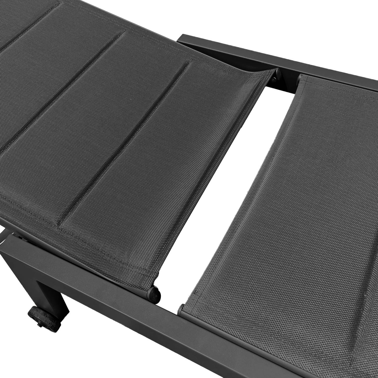 Happy Garden - Set bain de soleil et table d'appoint BARBADOS en textilène noir - aluminium gris anthracite - HAPPY GARDEN - Image 9
