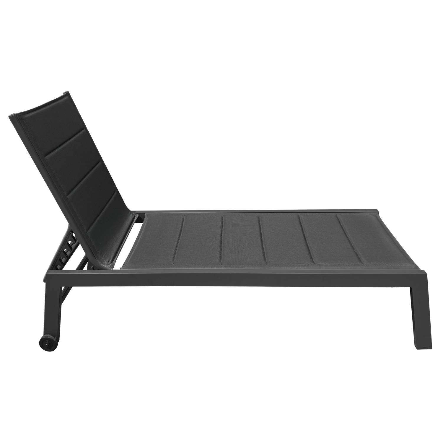 Happy Garden - Set bain de soleil et table d'appoint BARBADOS en textilène noir - aluminium gris anthracite - HAPPY GARDEN - Image 2