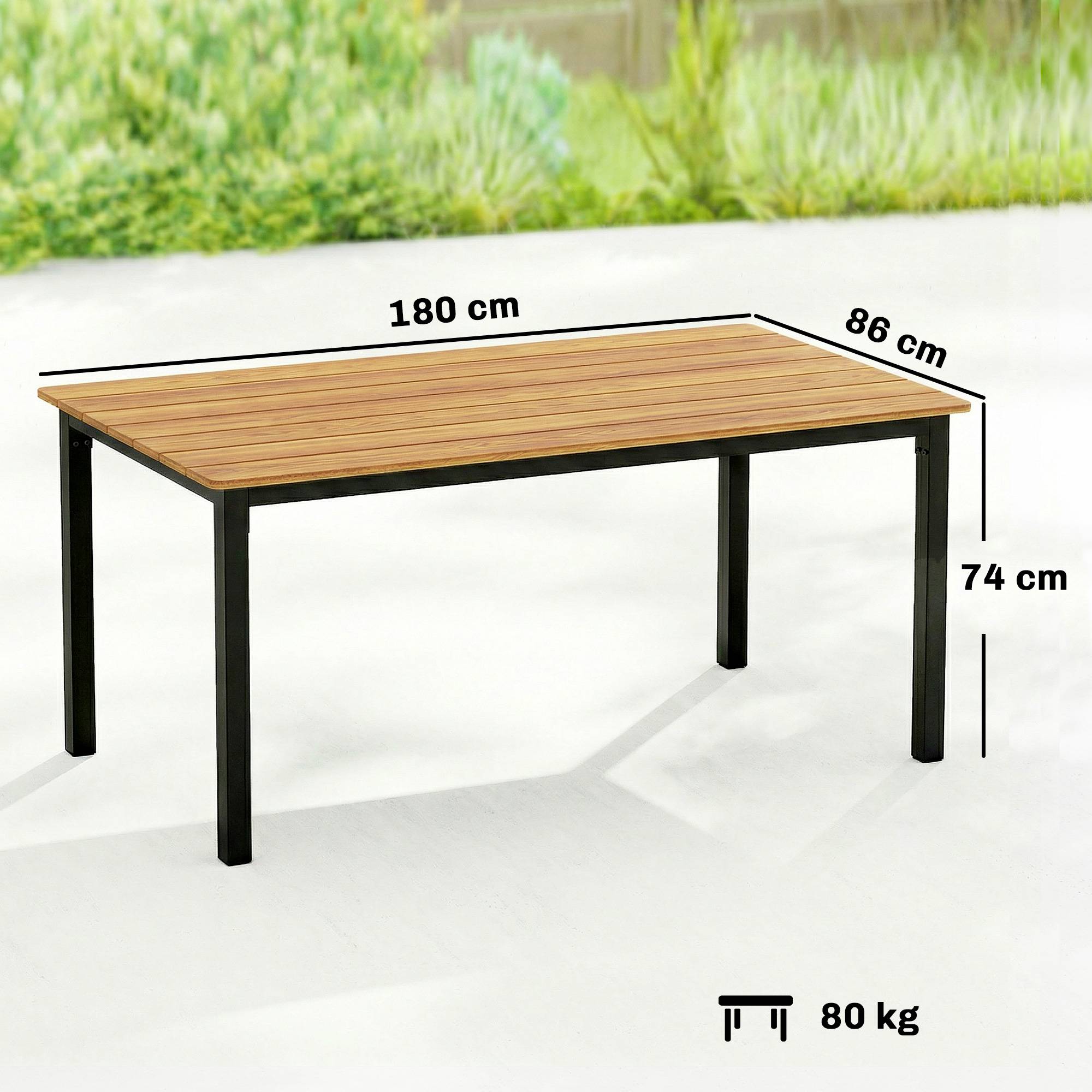 Table de jardin rectangulaire mélèze acier patio 6-8 places 180cm teck - ComfortXL Outdoor Living - Image 5