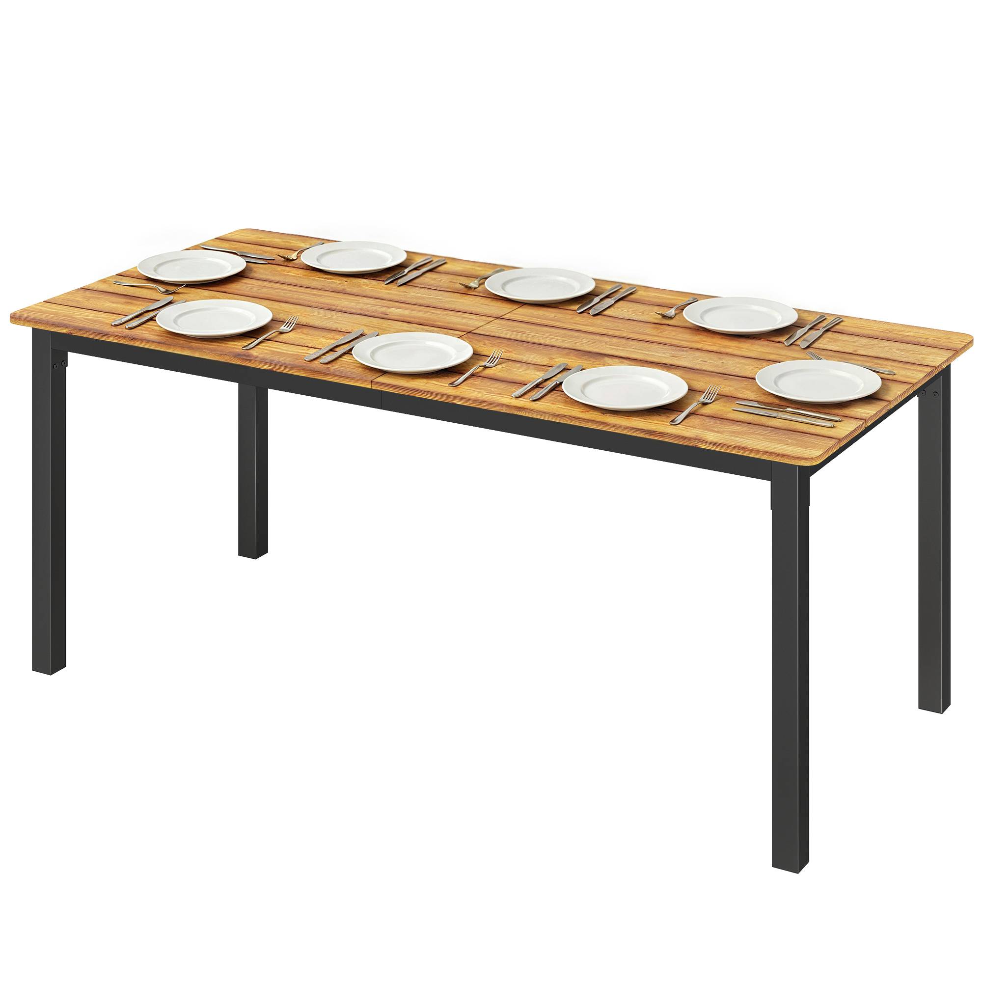 Table de jardin rectangulaire mélèze acier patio 6-8 places 180cm teck - ComfortXL Outdoor Living - Image 2