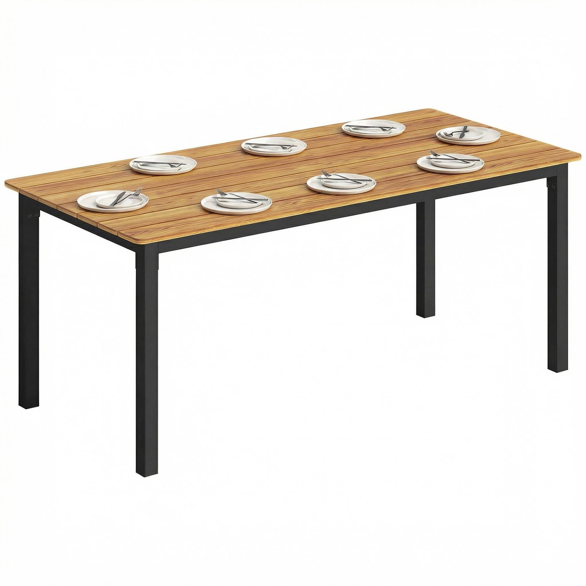 Table de jardin rectangulaire mélèze acier patio 6-8 places 180cm teck - ComfortXL Outdoor Living - Image 1