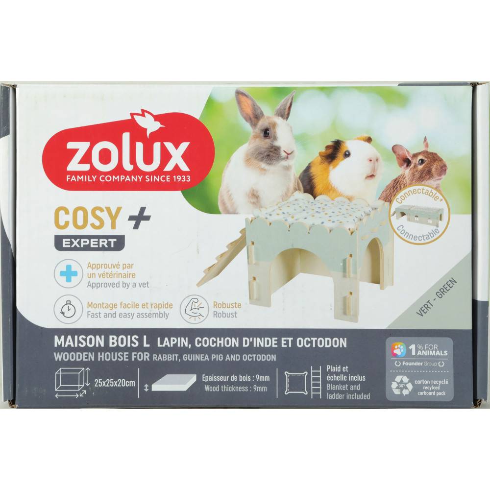 Zolux - Maison bois cosy 25 x 44 x 20 cm lapin nain, cochon d'inde et octodon - Image 4