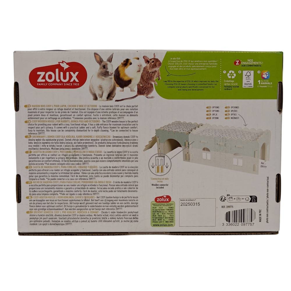 Zolux - Maison bois cosy 25 x 44 x 20 cm lapin nain, cochon d'inde et octodon - Image 5
