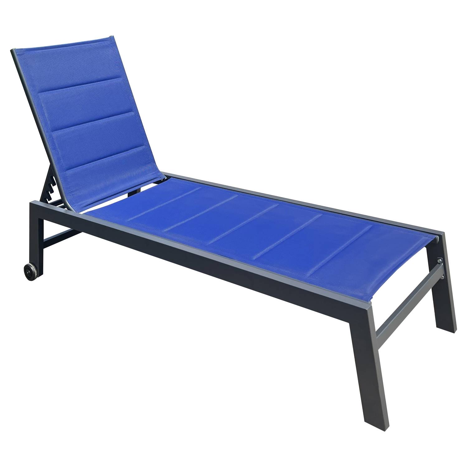 Happy Garden - Bain de soleil BARBADOS en textilène bleu foncé - aluminium anthracite - HAPPY GARDEN - Image 1