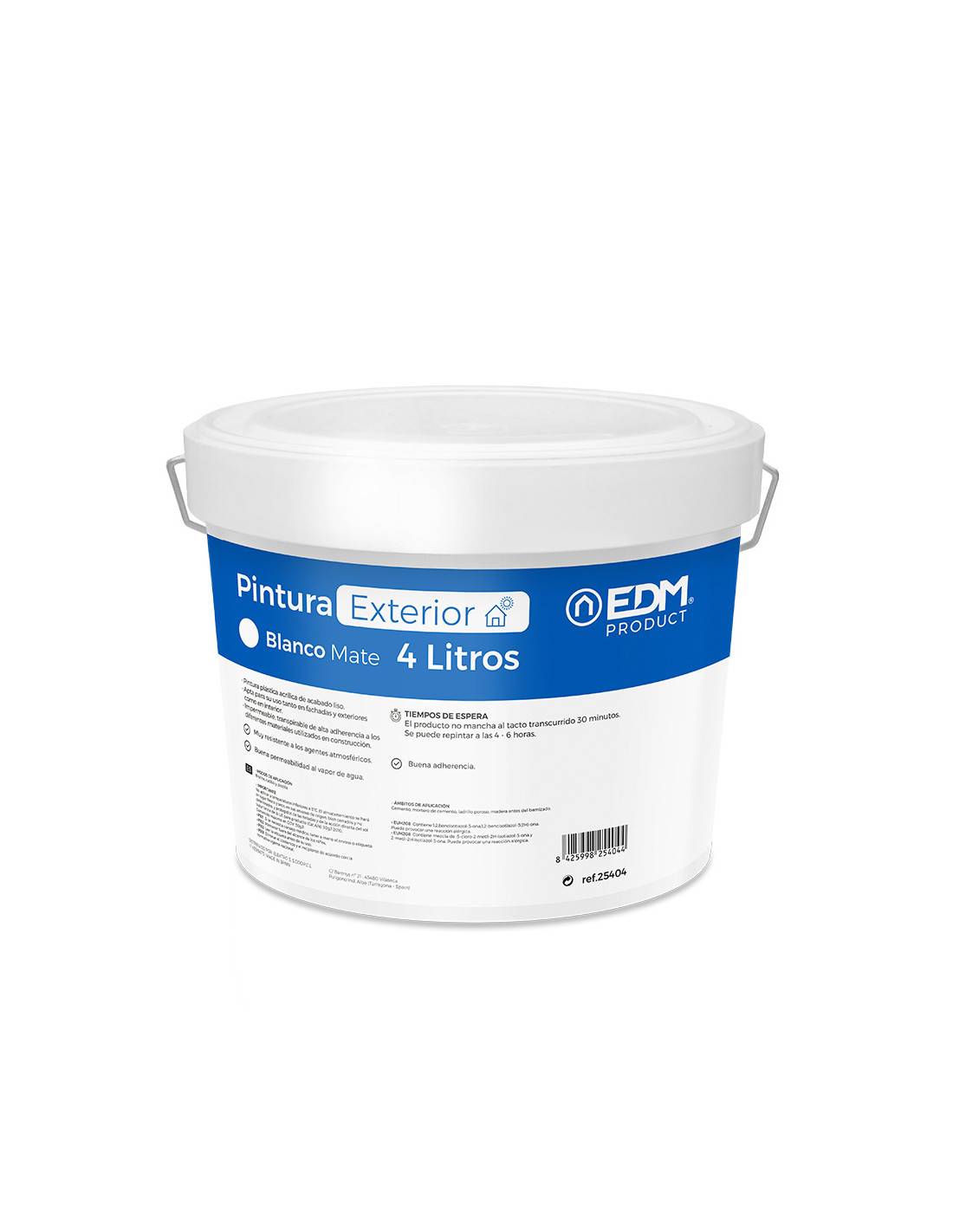 Peinture Plastique Int/ext Blanc Mat 4l Adhérence Plastique, Usage Polyvalent Intérieur/extérieur - Edm - Image 2