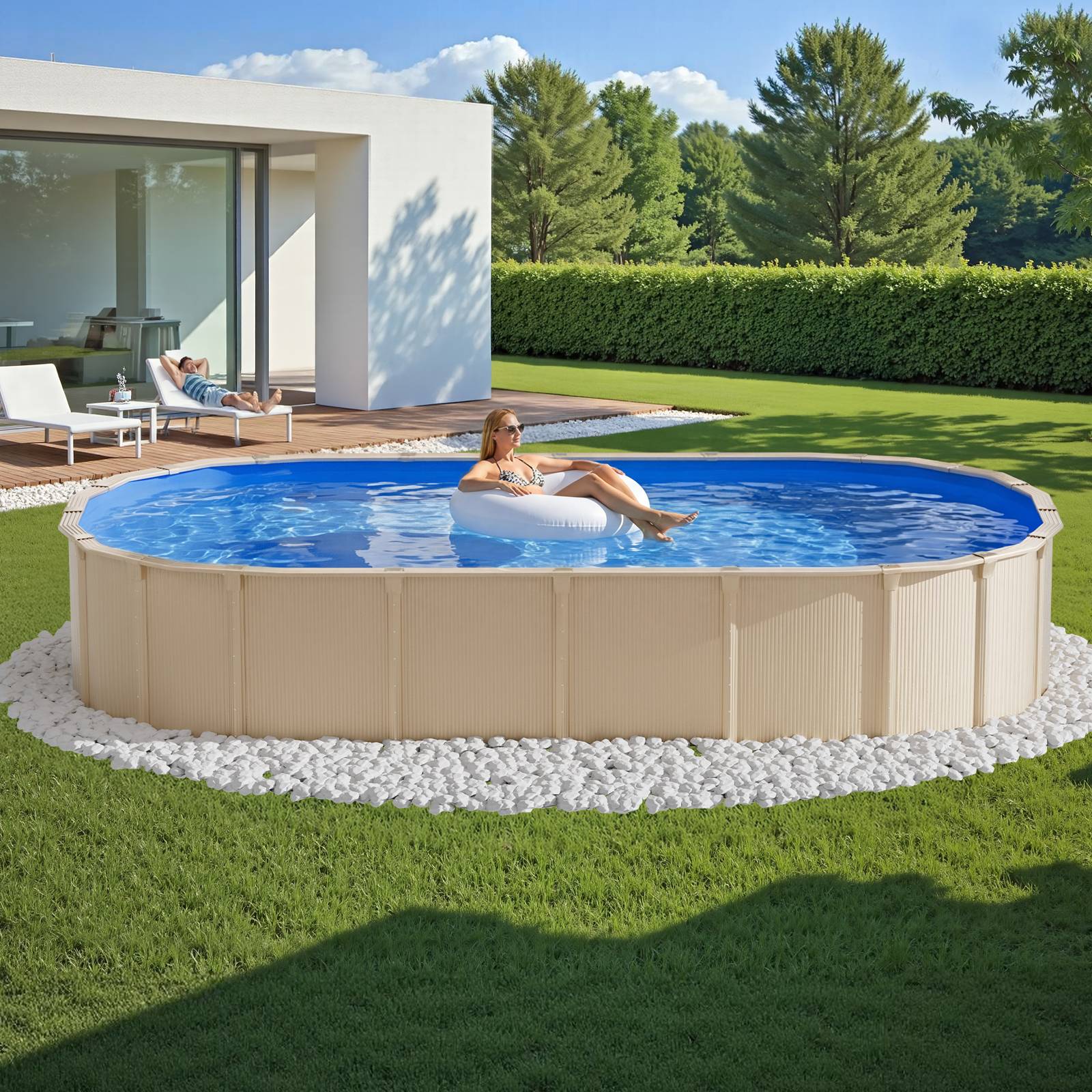 Vevor - VEVOR Liner piscine hors-sol ovale 375x732 cm hauteur 120 cm, PVC 0,4 mm, Unibead, anti-UV, anti-déchirure, bleu - Image 8