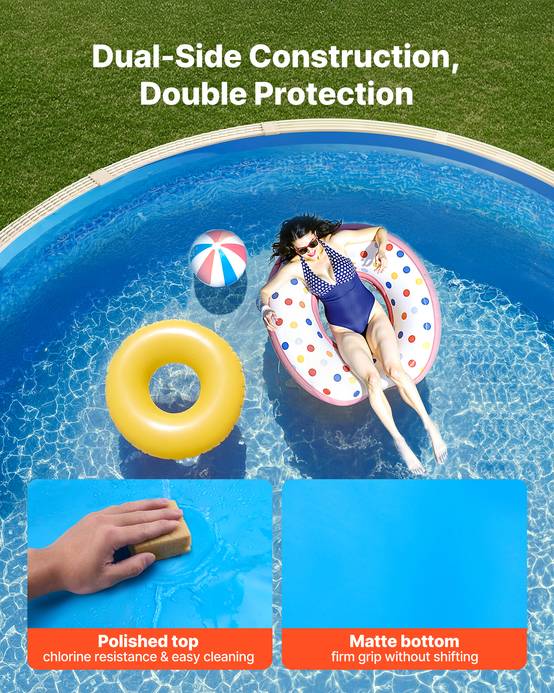 Vevor - VEVOR Liner piscine hors-sol ovale 375x732 cm hauteur 120 cm, PVC 0,4 mm, Unibead, anti-UV, anti-déchirure, bleu - Image 7