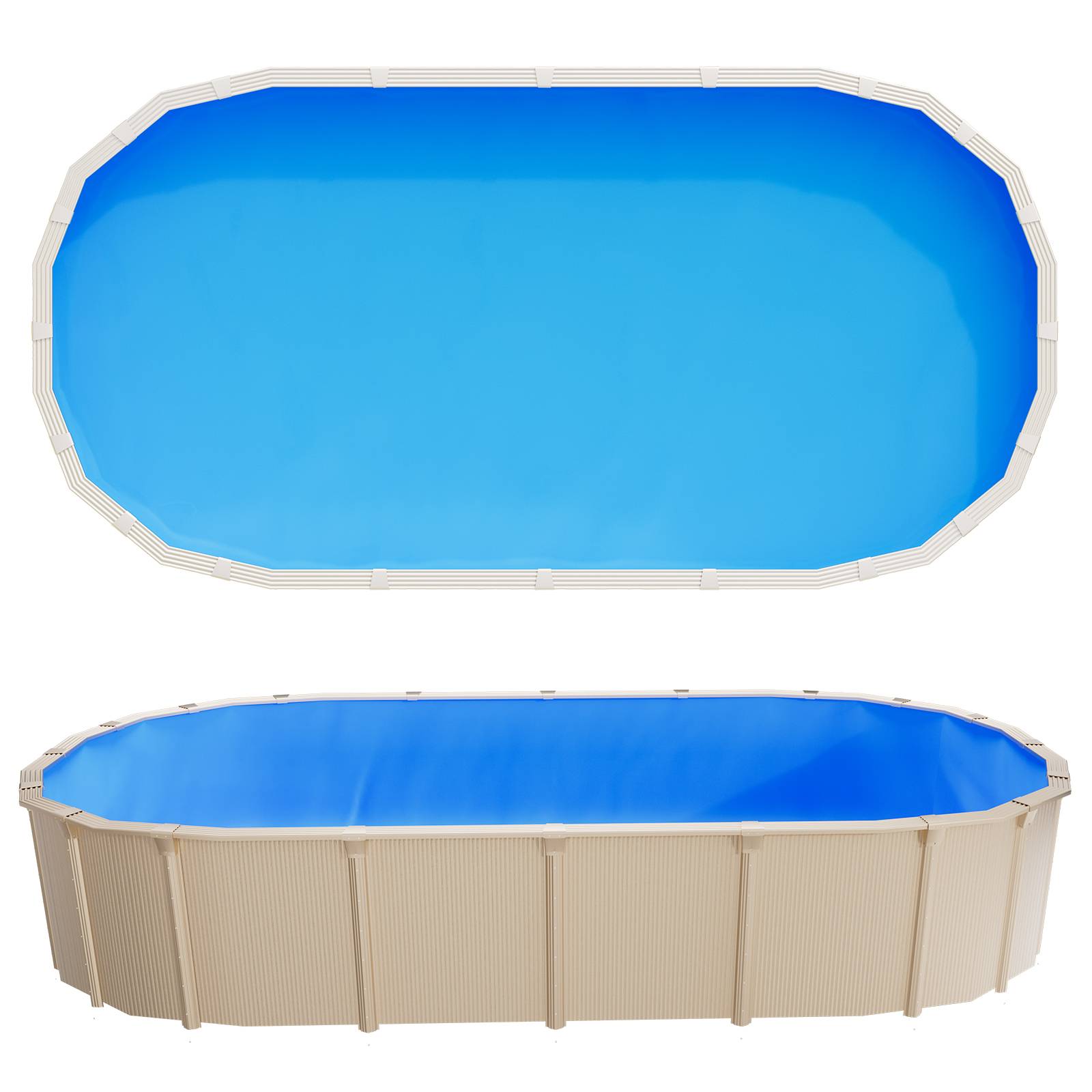Vevor - VEVOR Liner piscine hors-sol ovale 375x732 cm hauteur 120 cm, PVC 0,4 mm, Unibead, anti-UV, anti-déchirure, bleu - Image 1