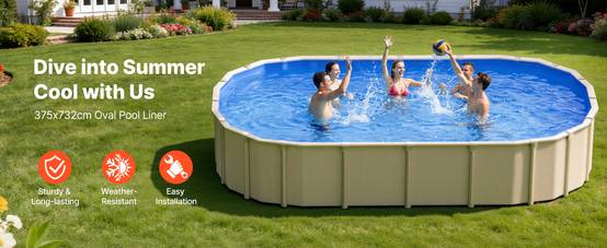 Vevor - VEVOR Liner piscine hors-sol ovale 375x732 cm hauteur 120 cm, PVC 0,4 mm, Unibead, anti-UV, anti-déchirure, bleu - Image 9