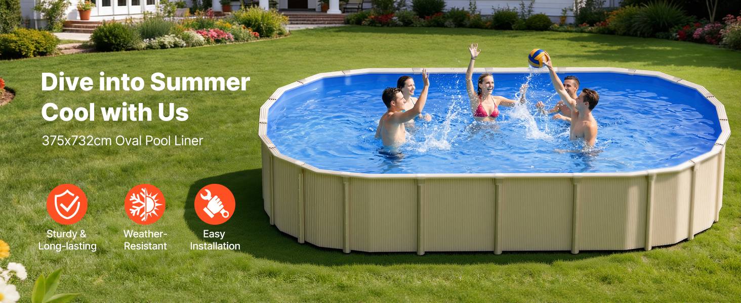 Vevor - VEVOR Liner piscine hors-sol ovale 375x732 cm hauteur 120 cm, PVC 0,4 mm, Unibead, anti-UV, anti-déchirure, bleu - Image 9