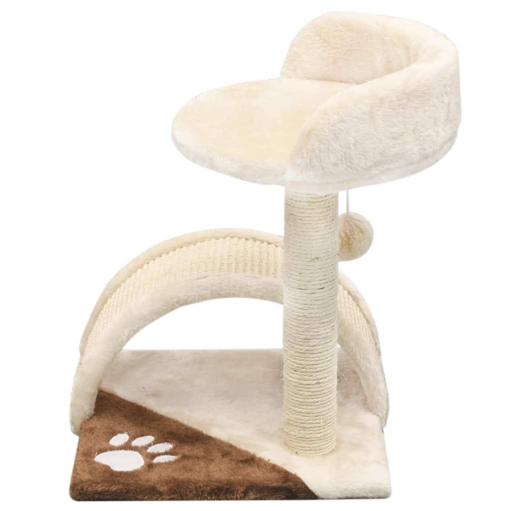Helloshop26 - Arbre à chat griffoir grattoir niche jouet animaux peluché en sisal 40 cm beige et marron - Image 3