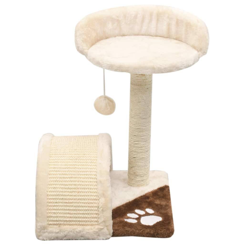 Helloshop26 - Arbre à chat griffoir grattoir niche jouet animaux peluché en sisal 40 cm beige et marron - Image 2