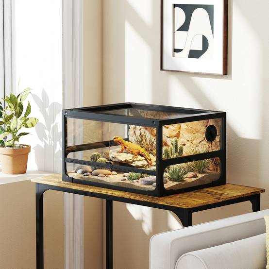 Terrarium Verre Pliable Reptiles Maison Aération Optimale 60x45cm Noir - ComfortXL Outdoor Living - Image 3