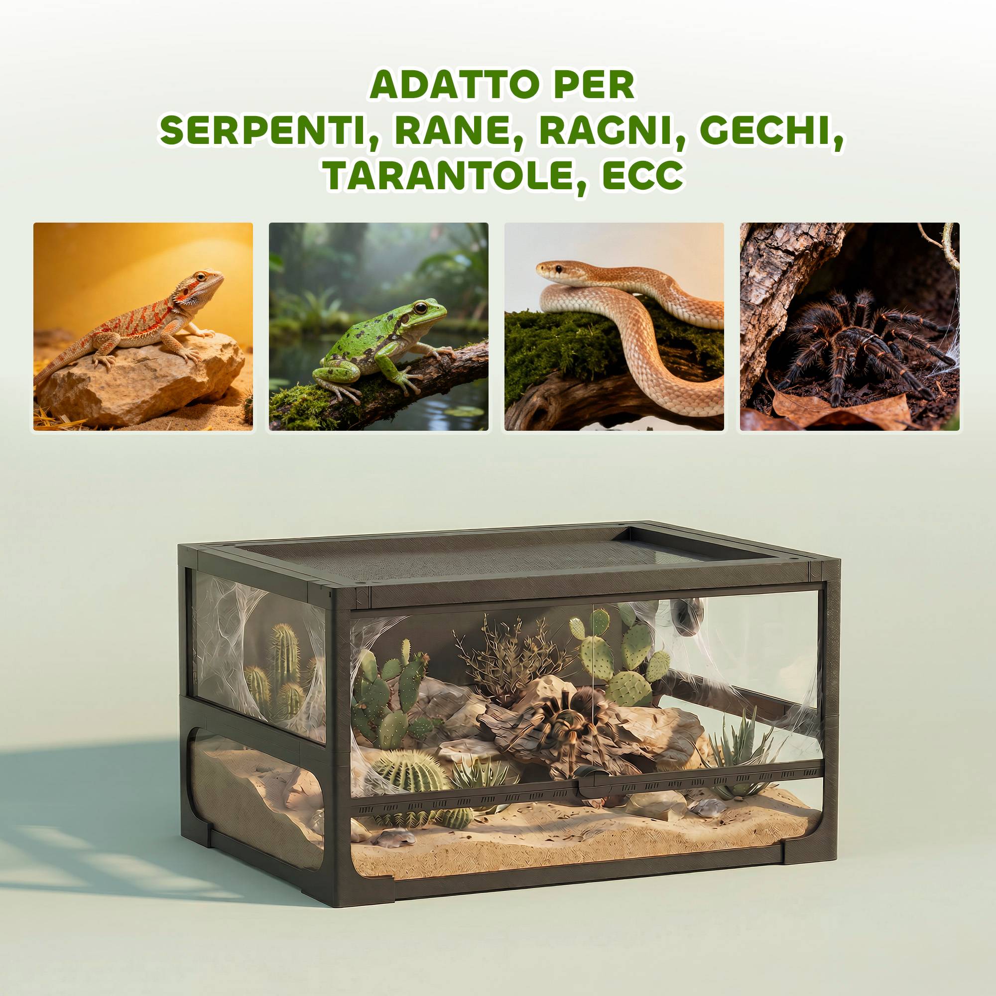 Terrarium Verre Pliable Reptiles Maison Aération Optimale 60x45cm Noir - ComfortXL Outdoor Living - Image 6