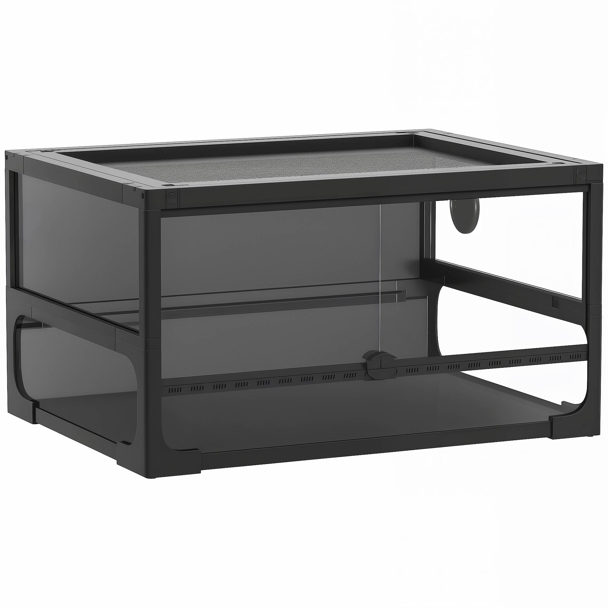 Terrarium Verre Pliable Reptiles Maison Aération Optimale 60x45cm Noir - ComfortXL Outdoor Living - Image 2
