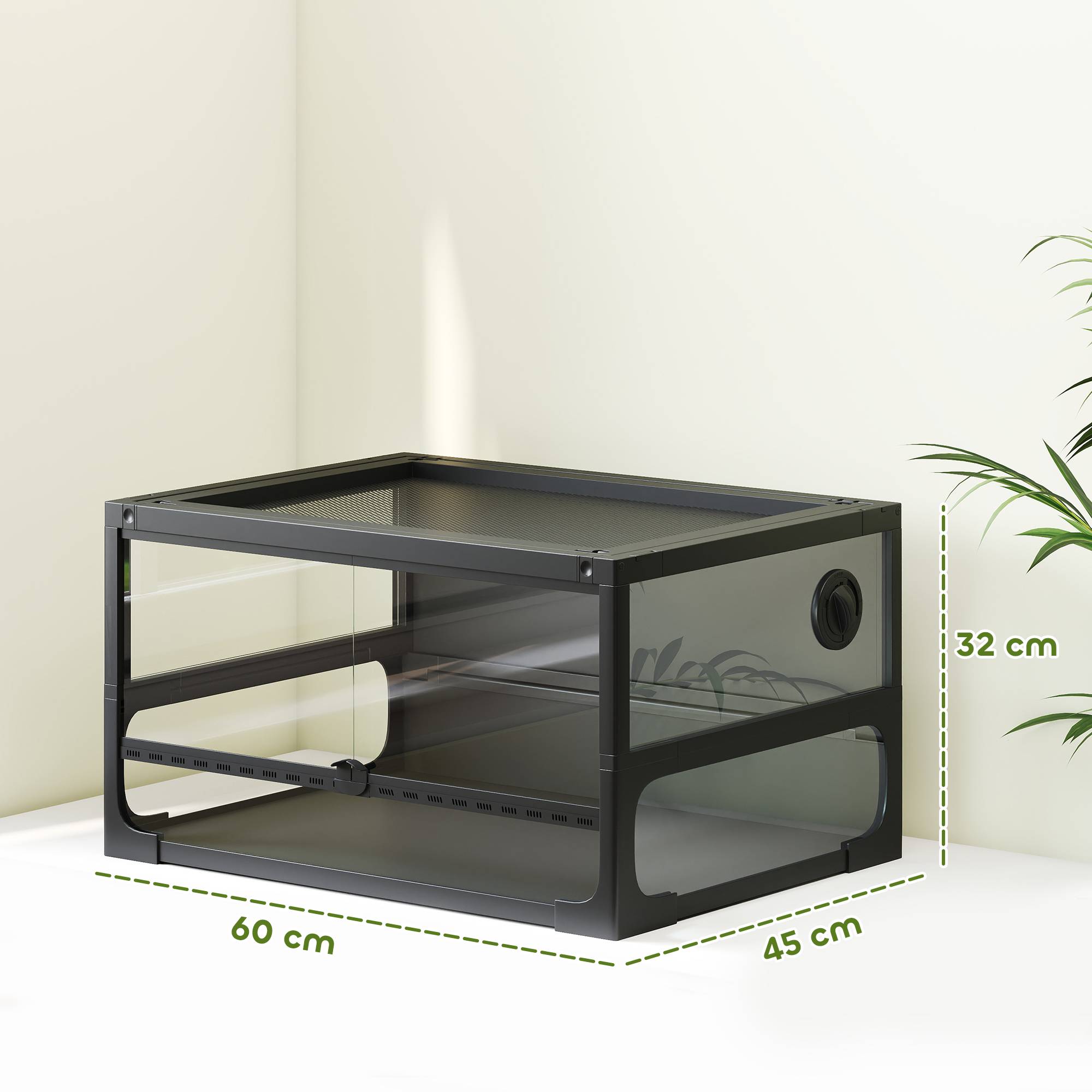 Terrarium Verre Pliable Reptiles Maison Aération Optimale 60x45cm Noir - ComfortXL Outdoor Living - Image 5