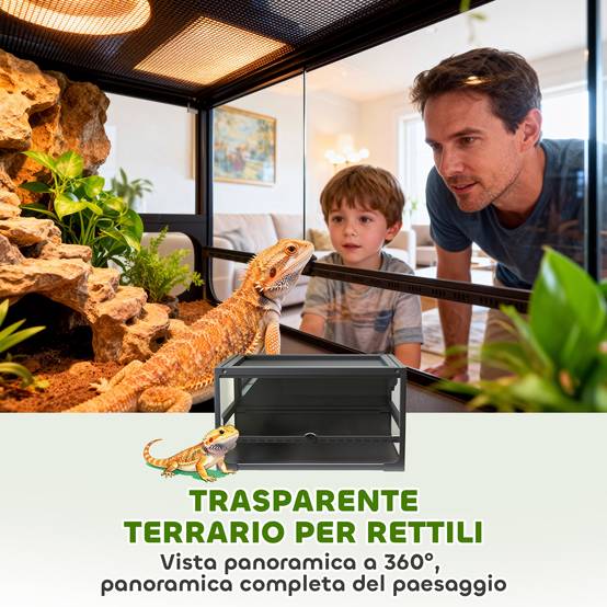 Terrarium Verre Pliable Reptiles Maison Aération Optimale 60x45cm Noir - ComfortXL Outdoor Living - Image 10