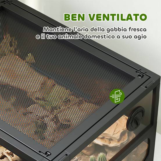 Terrarium Verre Pliable Reptiles Maison Aération Optimale 60x45cm Noir - ComfortXL Outdoor Living - Image 9