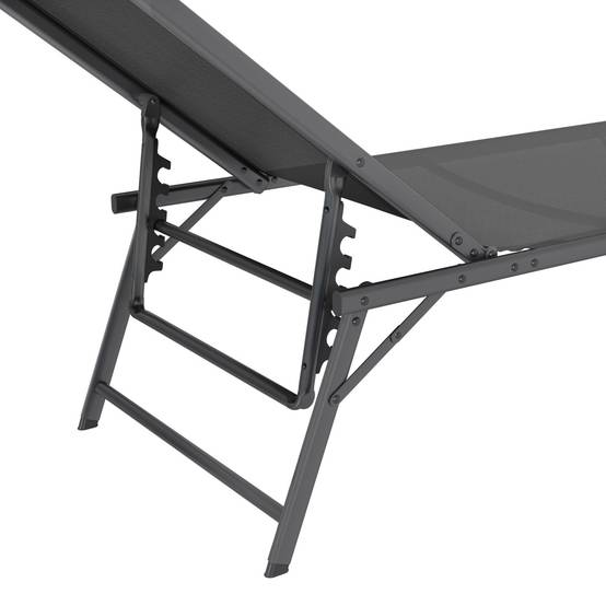 Lot de 2 transats de jardin inclinables KAILUA en acier gris anthracite et toile grise - Image 6