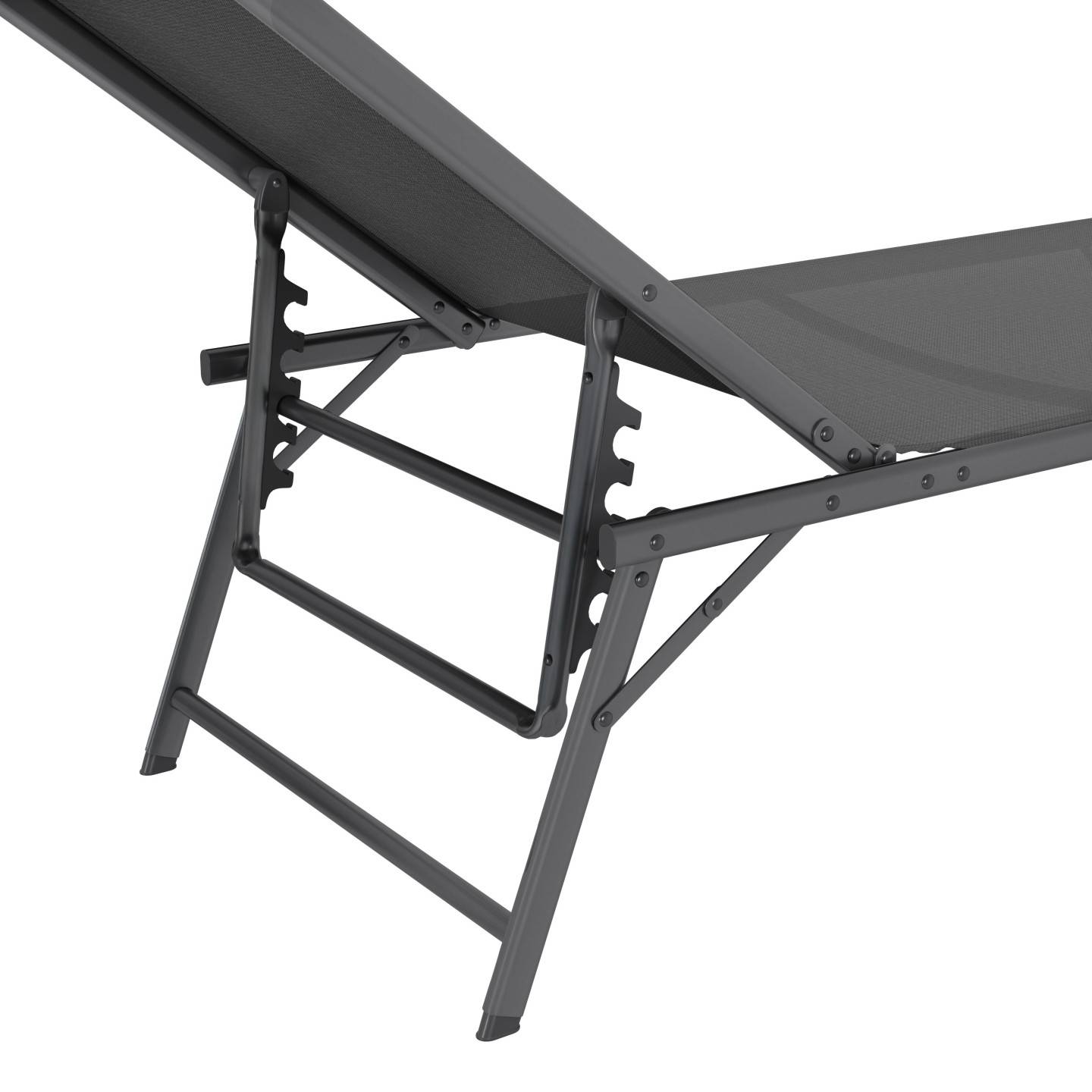 Lot de 2 transats de jardin inclinables KAILUA en acier gris anthracite et toile grise - Image 6