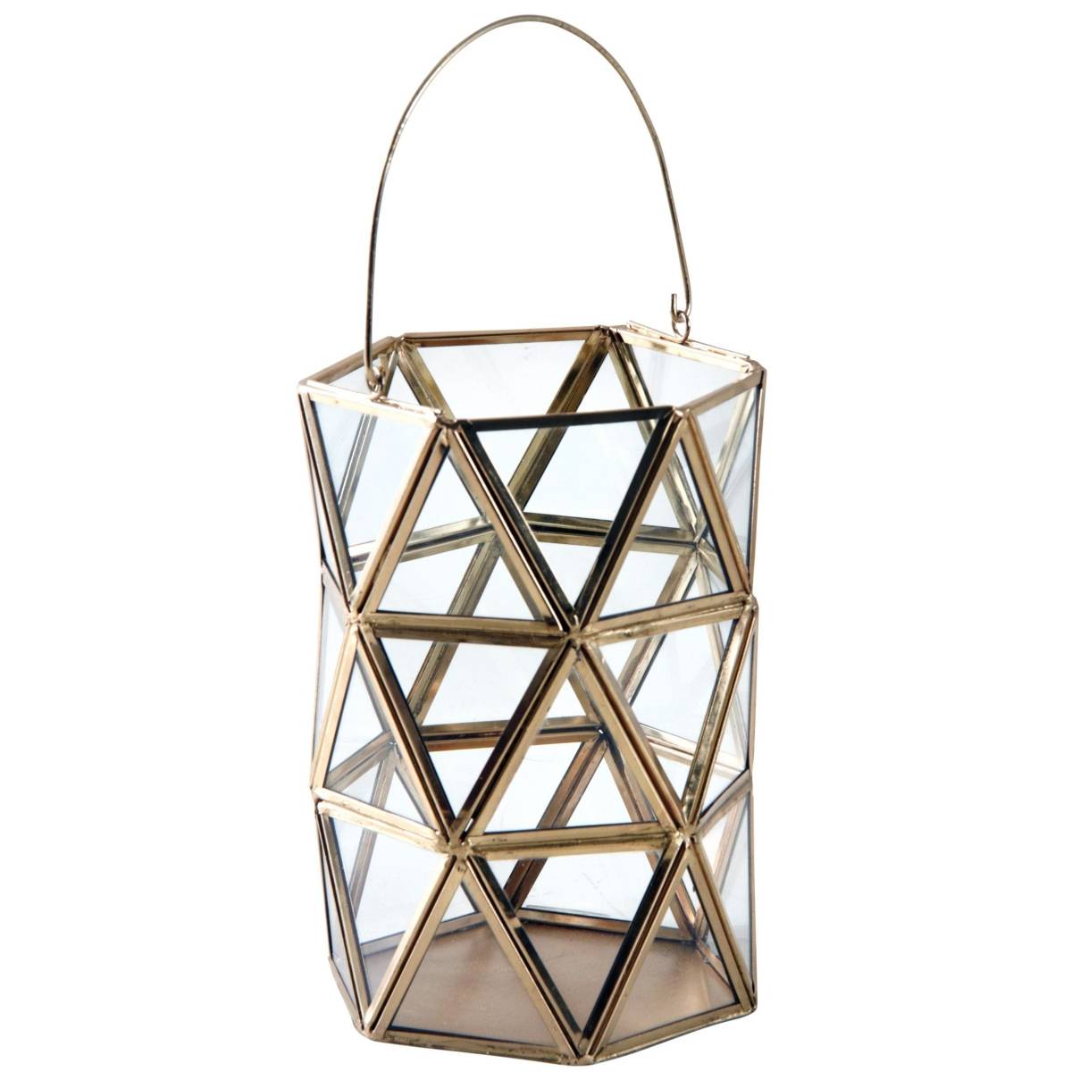 Aubry Gaspard - Photophore hexagonal en verre et laiton - Image 1