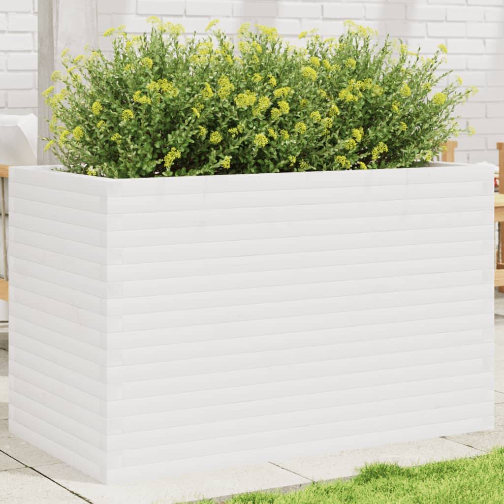 ComfortXL - Très Grande Jardinière Bois Pin Massif pour Terrasse Jardin Blanc 110cm – ComfortXL Outdoor Living - Image 1