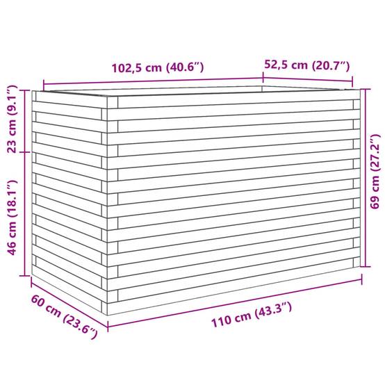ComfortXL - Très Grande Jardinière Bois Pin Massif pour Terrasse Jardin Blanc 110cm – ComfortXL Outdoor Living - Image 10