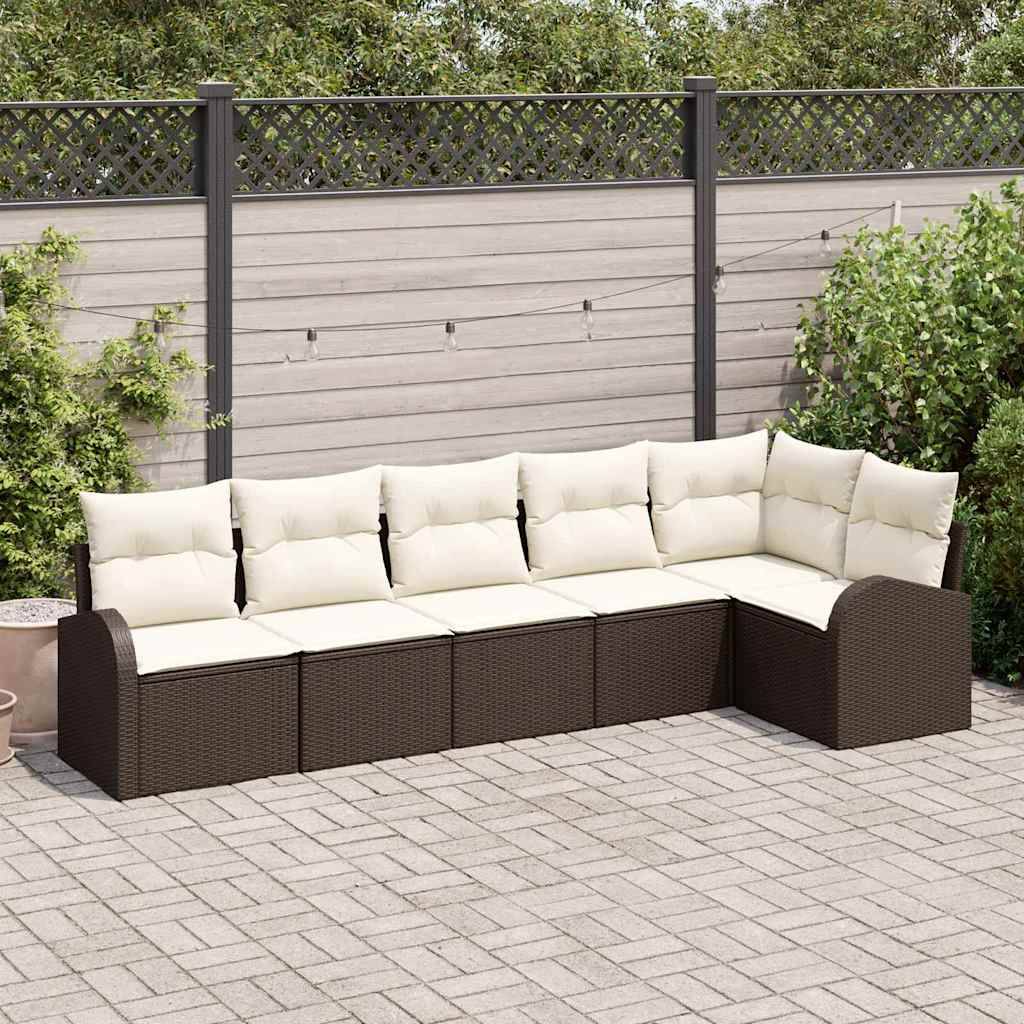 Salon de jardin 6 places en Poly rotin modulable et confortable Marron et Blanc – ComfortXL Outdoor Living - Image 1