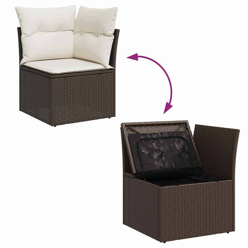 Salon de jardin 6 places en Poly rotin modulable et confortable Marron et Blanc – ComfortXL Outdoor Living - Image 3