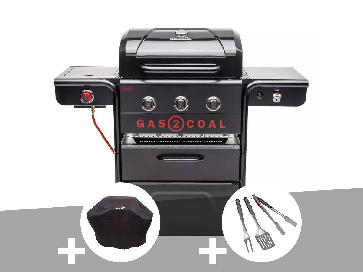 Char-broil - Barbecue hybride gaz et charbon Gas2coal Special Edition - 3 brûleurs + Housse + Kit 3 ustensiles - Char-Broil - Image 1
