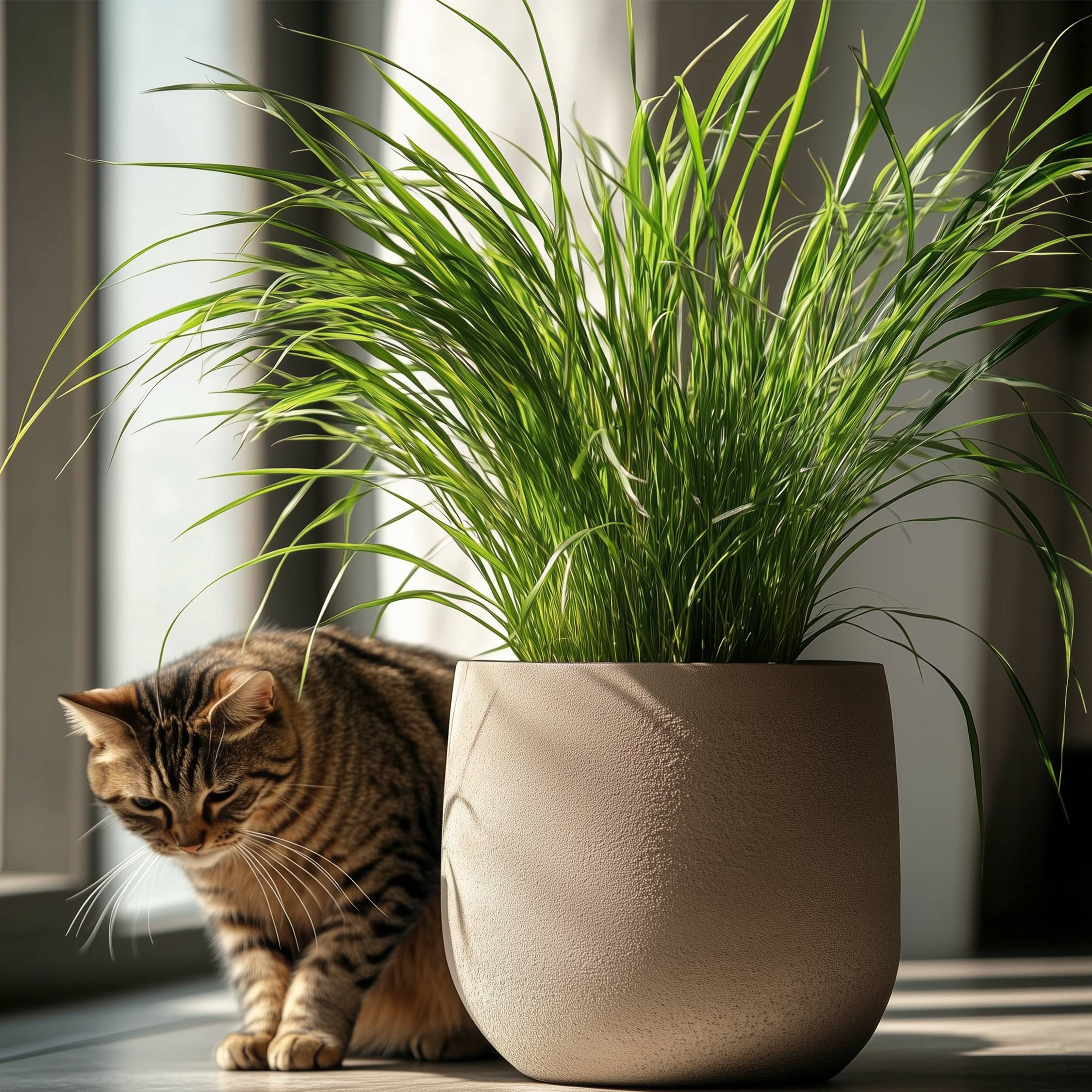Plant In A Box - Herbe à chat - Set de 4 - Cyperus zumula - Hauteur 30-40cm - ⌀12cm - Image 3