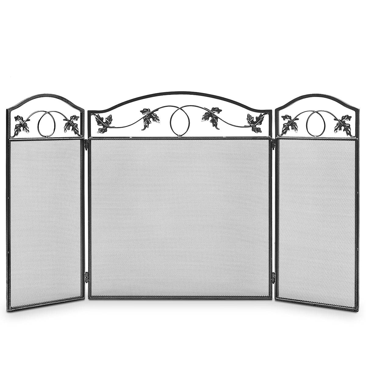 Helloshop26 - Clôture de cheminée cadre en métal robuste écran de cheminée pliable à 3 panneaux clôture en maille décorative sûre pour lntérieur et extérieur - Image 1