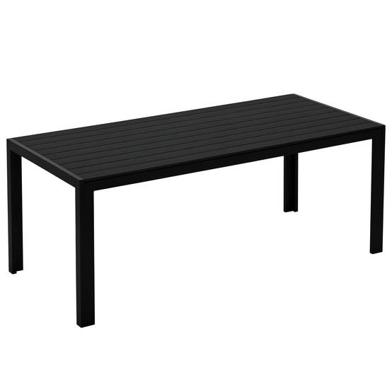 Table de jardin en plastique 190x84,5x72 cm, aspect bois antidérapant, résistante aux intempéries, table de camping et terrasse, noire - Image 1