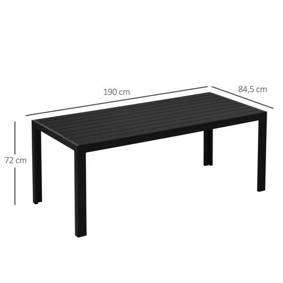 Table de jardin en plastique 190x84,5x72 cm, aspect bois antidérapant, résistante aux intempéries, table de camping et terrasse, noire - Image 5