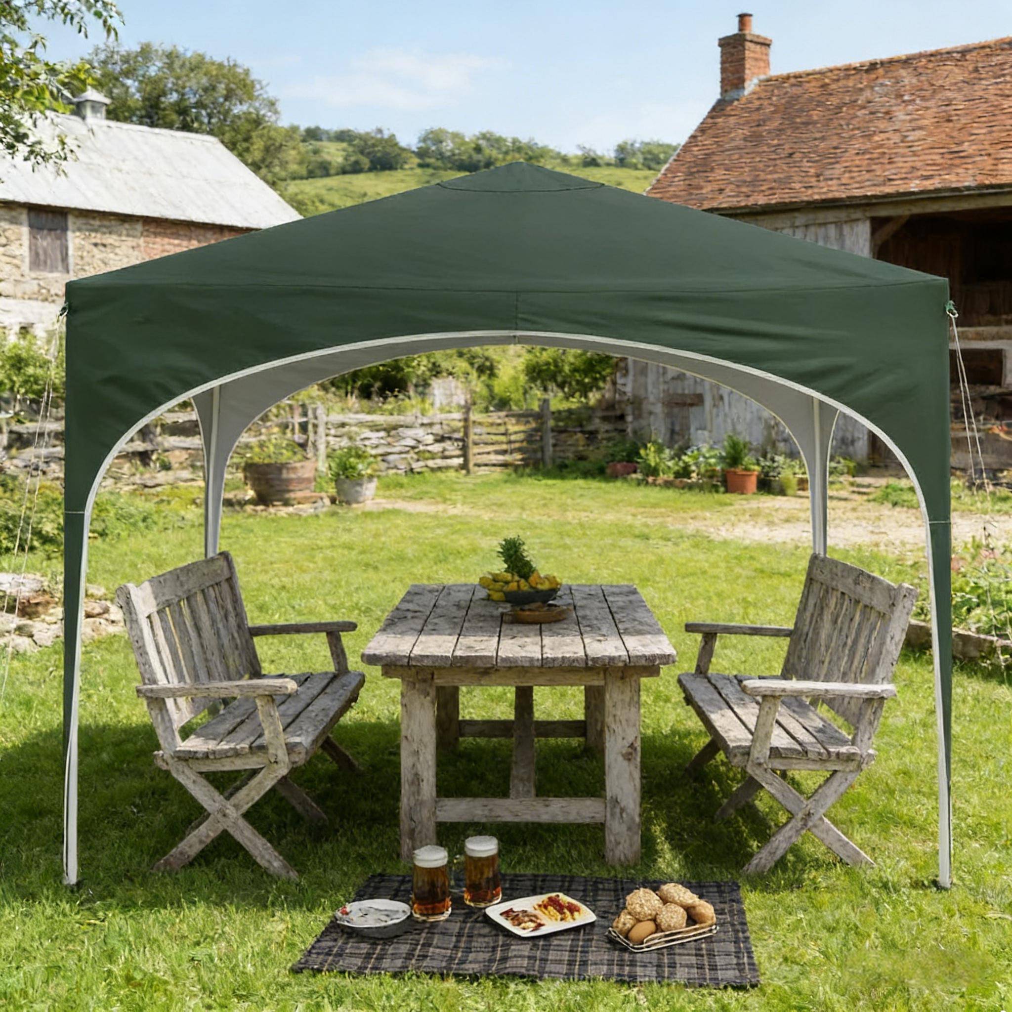 Tonnelle pliante métal tissu Oxford jardin terrasse protection pluie 3x3m vert - ComfortXL Outdoor Living - Image 4