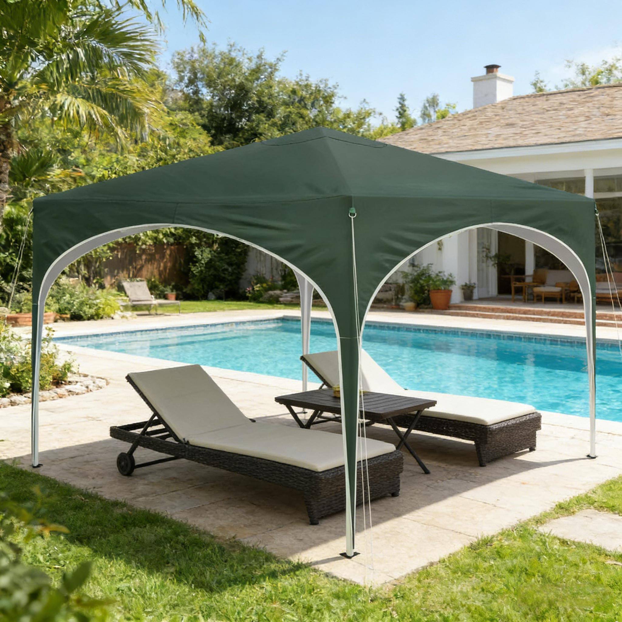 Tonnelle pliante métal tissu Oxford jardin terrasse protection pluie 3x3m vert - ComfortXL Outdoor Living - Image 3