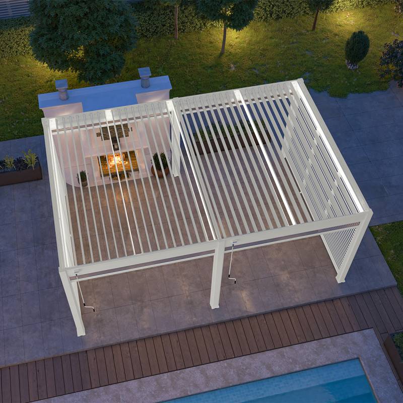 Ombrea - Pergola bioclimatique Ombréa autoportante VS - 4x6M Blanc + 2 stores - Image 4