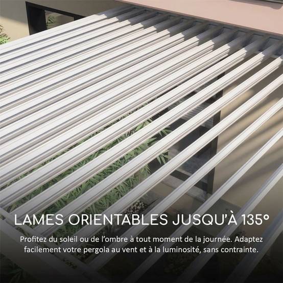 Ombrea - Pergola bioclimatique Ombréa autoportante VS - 4x6M Blanc + 2 stores - Image 10